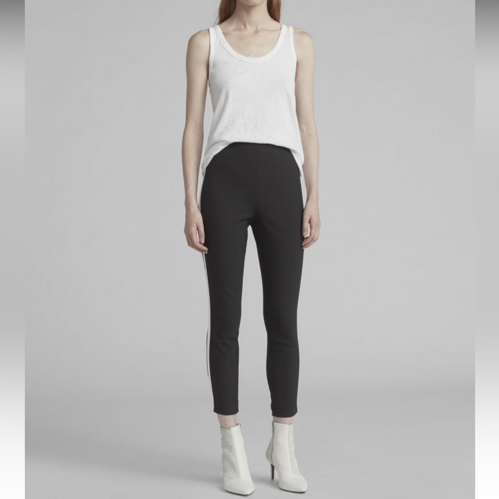 Rag & Bone Simone High-Rise, Ankle Pants in Black with White Stripe, Size 0
